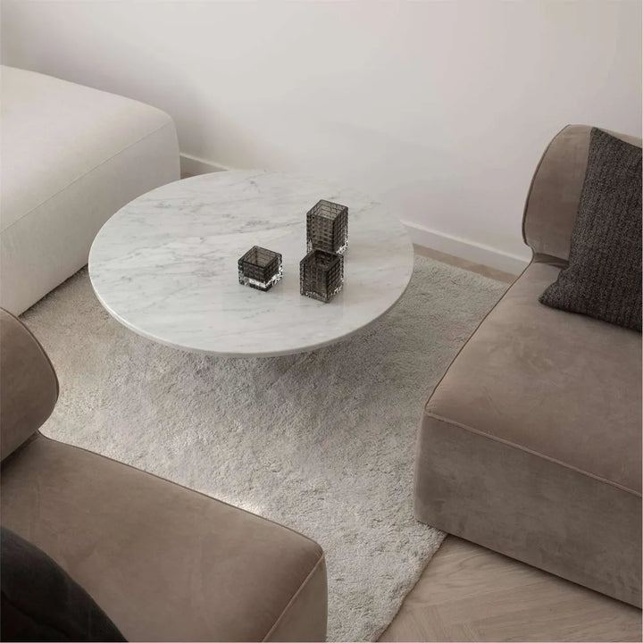 LOUISE ROE Roundabout Couchtisch Ø90 gerade Kante, Weißer Marmor/Schwarz
