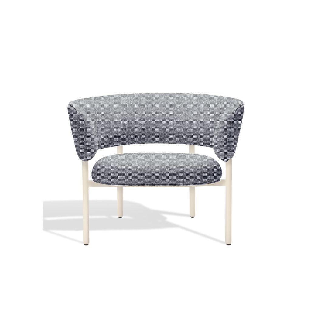 Møbel Copenhagen FONT Outdoor Sessel m. Armlehnen - Gestreift Blau-Weiß/Creme Gestell