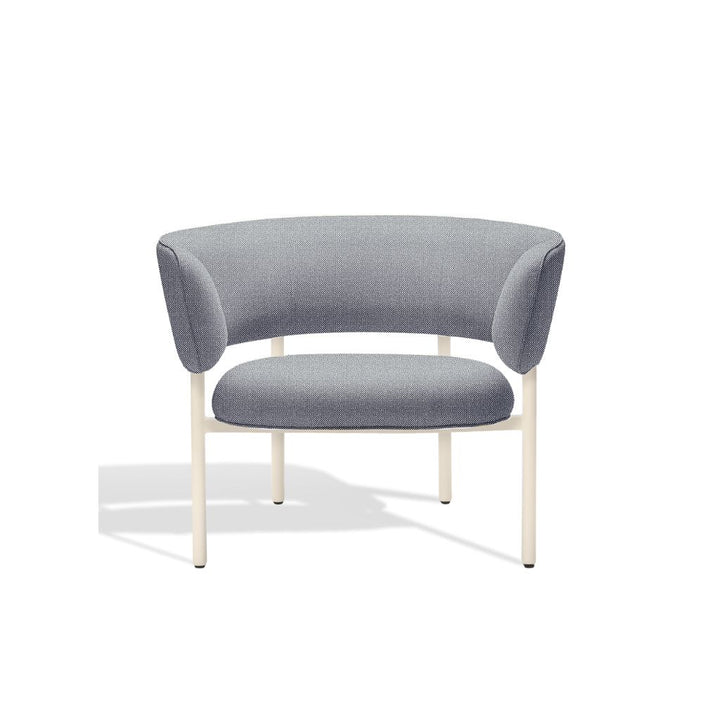 Møbel Copenhagen FONT Outdoor Sessel m. Armlehnen - Gestreift Blau-Weiß/Creme Gestell