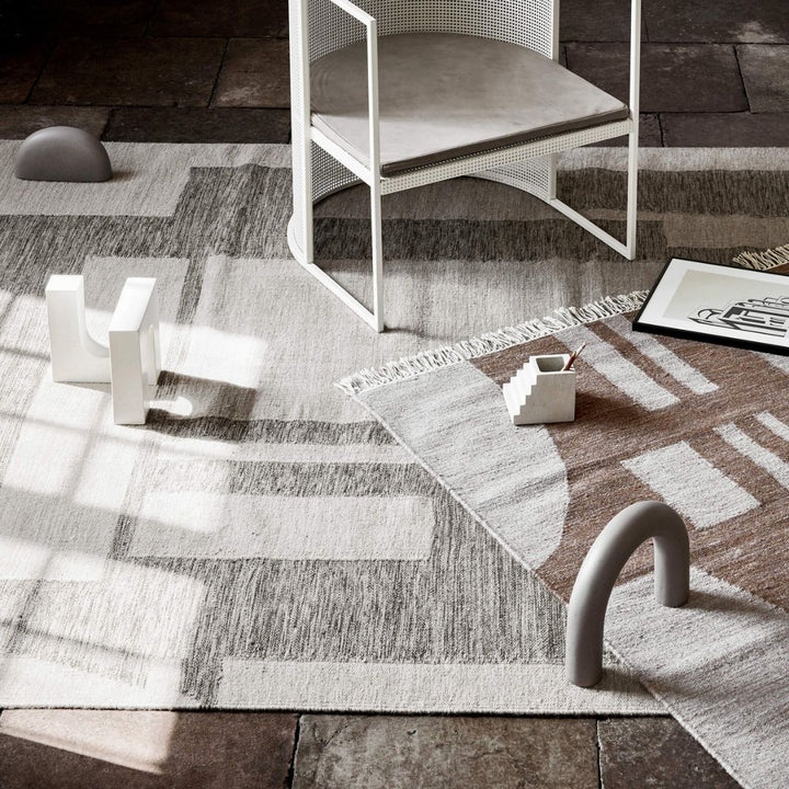 Kristina Dam Studio Contemporary Kelim Rug L, Rohweiß/Grau