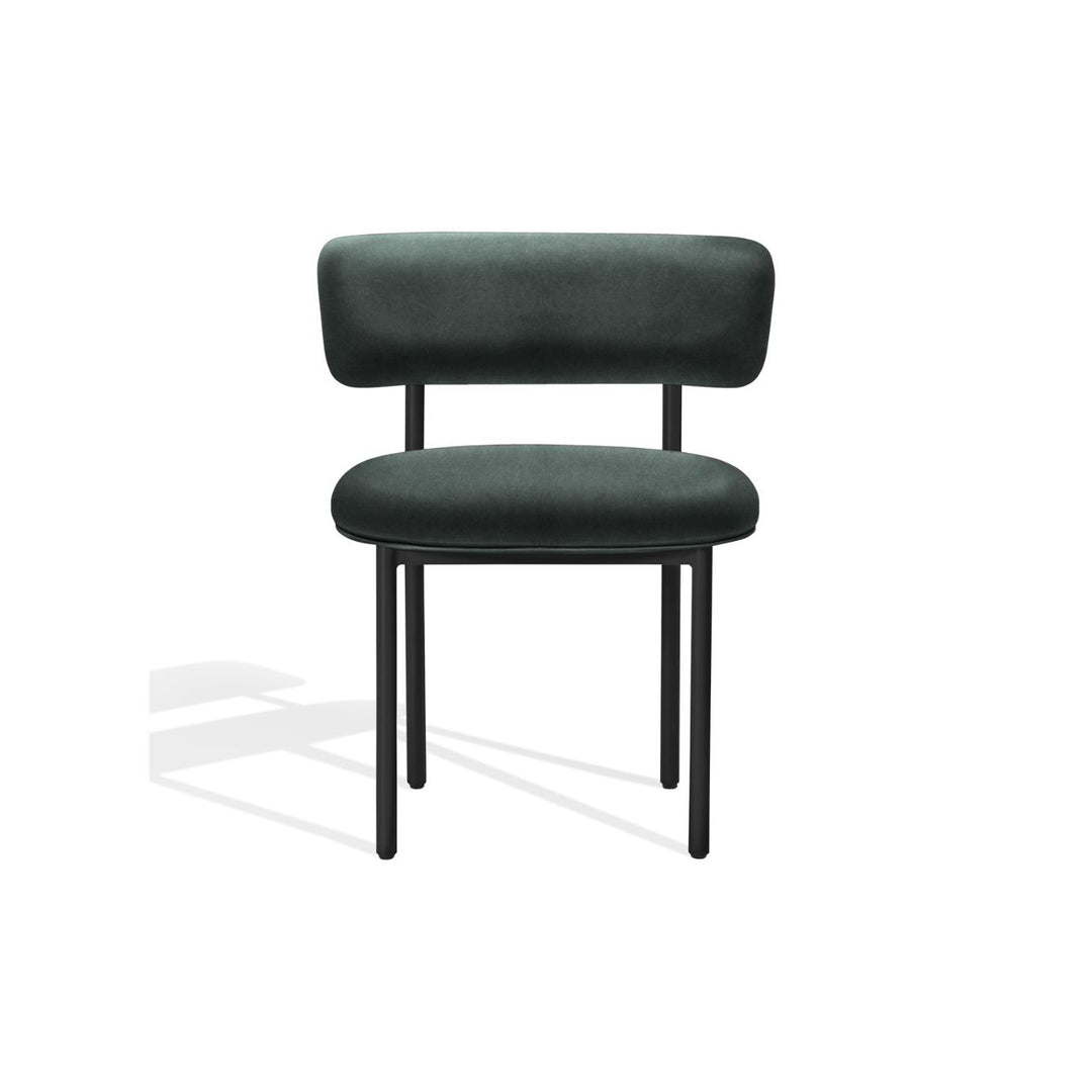 Møbel Copenhagen FONT Esszimmerstuhl - Dunkelgrauer Velours/Schwarzes Gestell