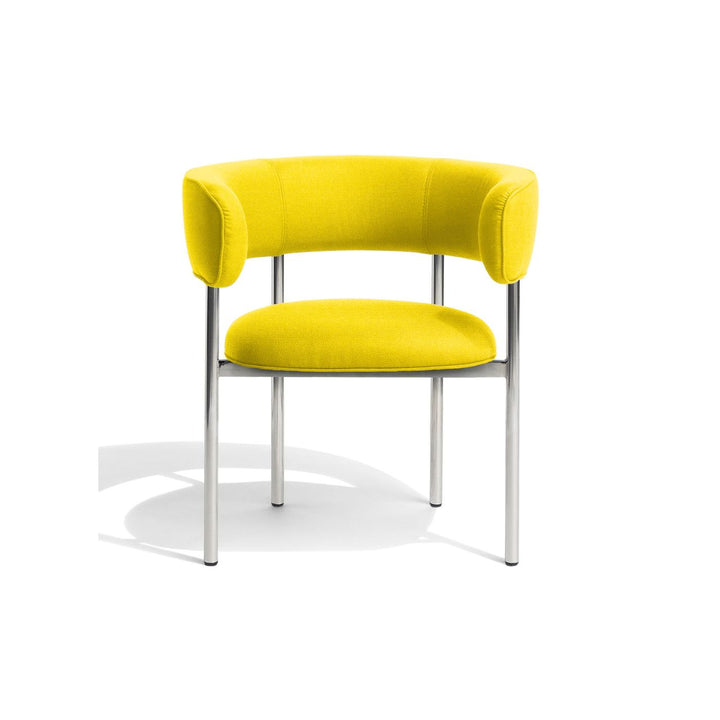 Møbel Copenhagen FONT Esszimmerstuhl m. Armlehnen - Gelb/Polierter Stahlrahmen