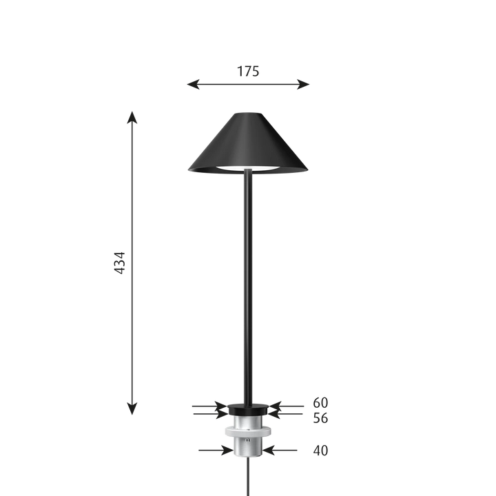 Louis Poulsen Keglen Bordlampe m. pind - Sort