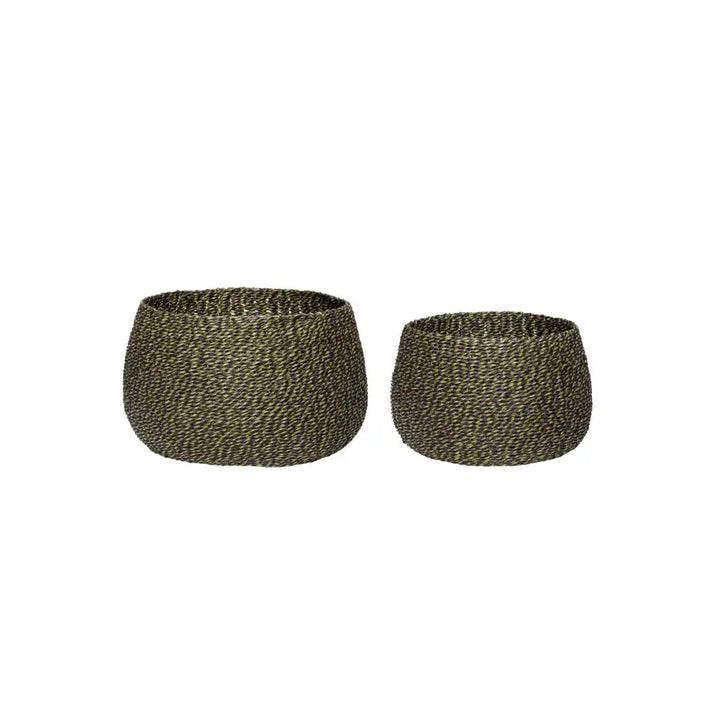 Hübsch Eyrie Körbe Grün/Schwarz (2er-Set)