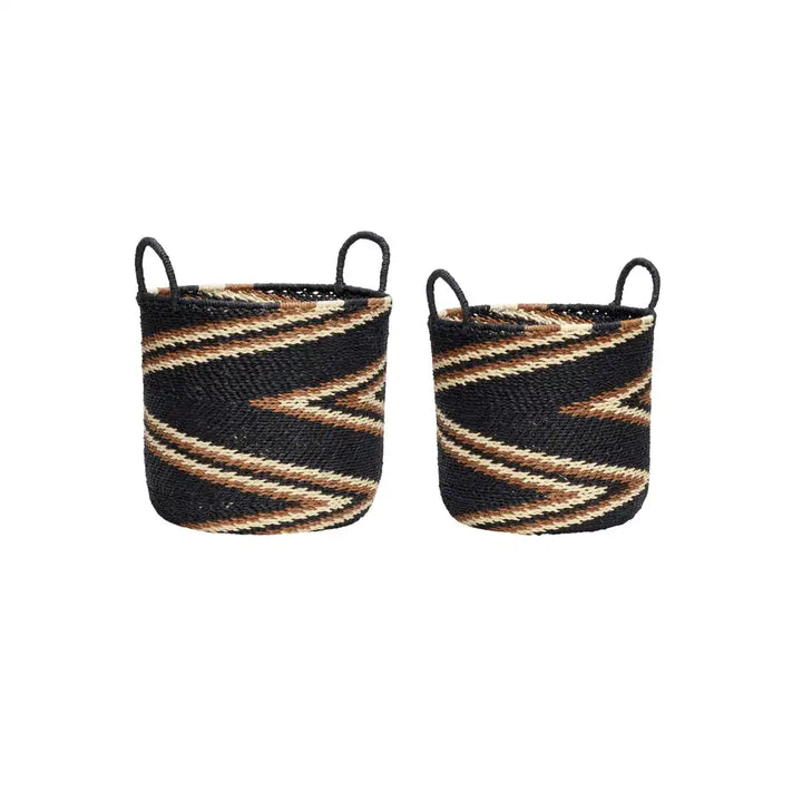 Hübsch Zigzag Körbe Schwarz (2er-Set)