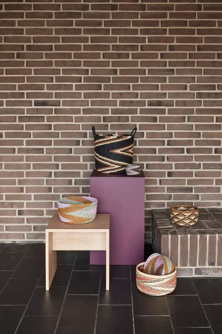 Hübsch Zigzag Körbe Schwarz (2er-Set)