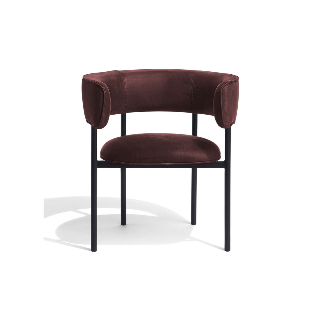 Møbel Copenhagen FONT Esszimmerstuhl m. Armlehne - Dunkelbraunes Leder/Schwarzes Gestell