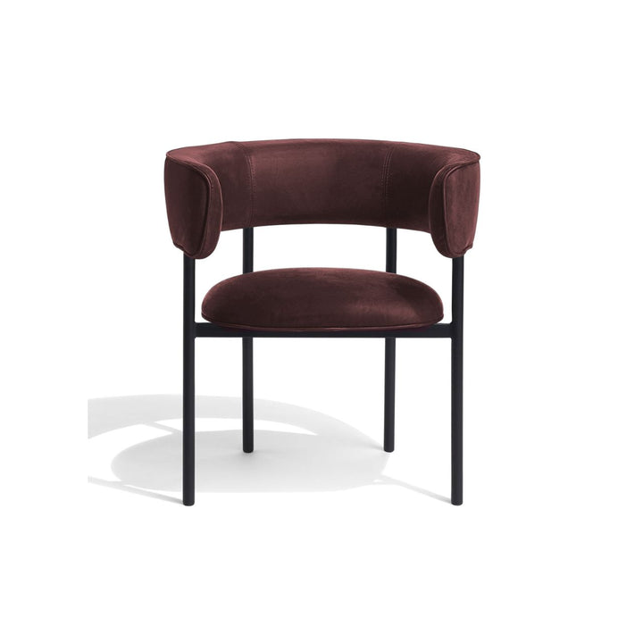 Møbel Copenhagen FONT Esszimmerstuhl m. Armlehne - Dunkelbraunes Leder/Schwarzes Gestell