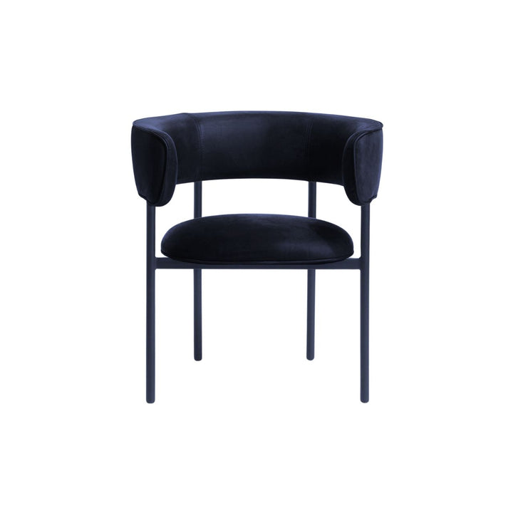 Møbel Copenhagen FONT Esszimmerstuhl m. Armlehnen - Dunkelblaues Velours/Dunkelblaues Gestell