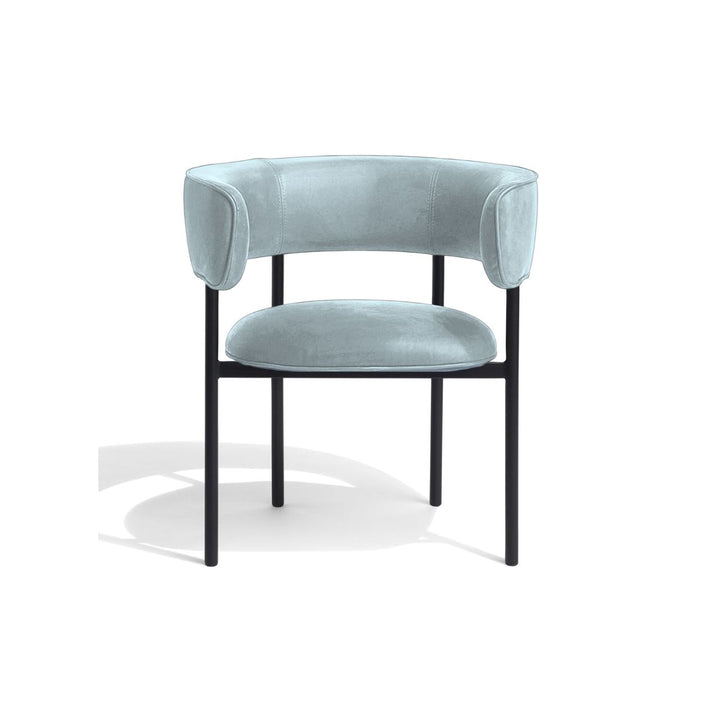 Møbel Copenhagen FONT Esszimmerstuhl m. Armlehne - Hellblauer Velours/Schwarzes Gestell