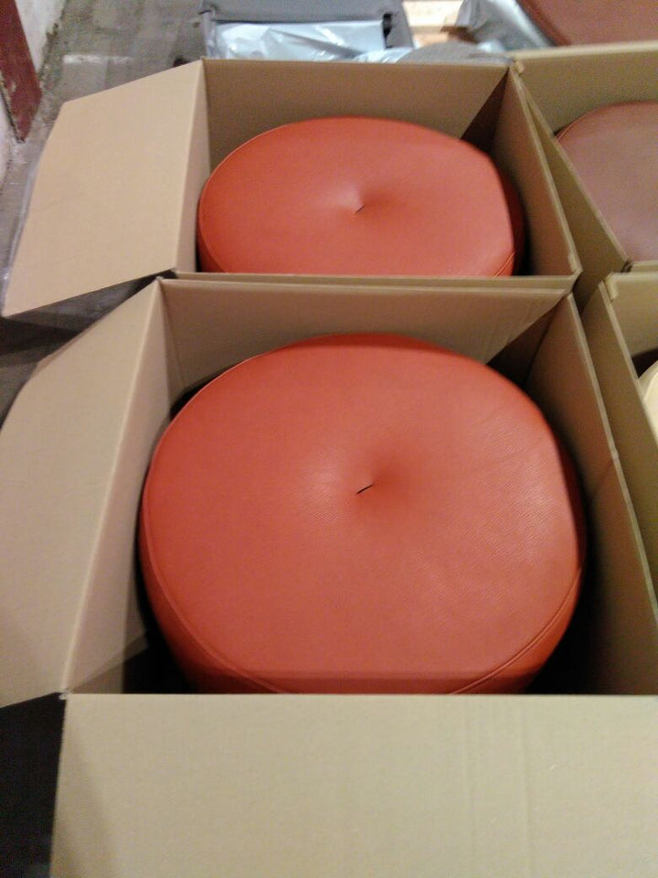 Bent Hansen Marokko Pouf, Ø55cm, Baltique rotbraunes Leder