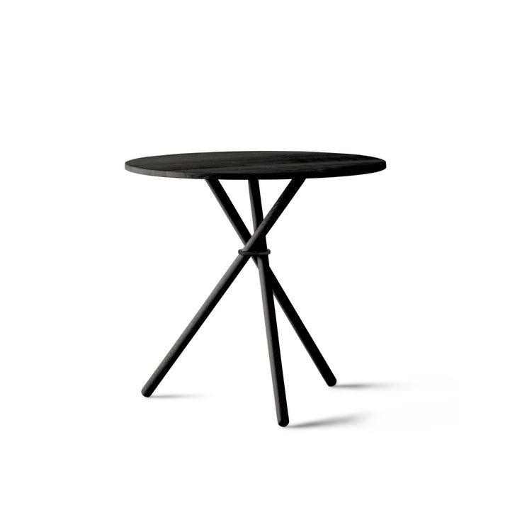 Eberhart Aldric Café-Tisch, Schwarzes Birkenholz / Schwarzes Stahl