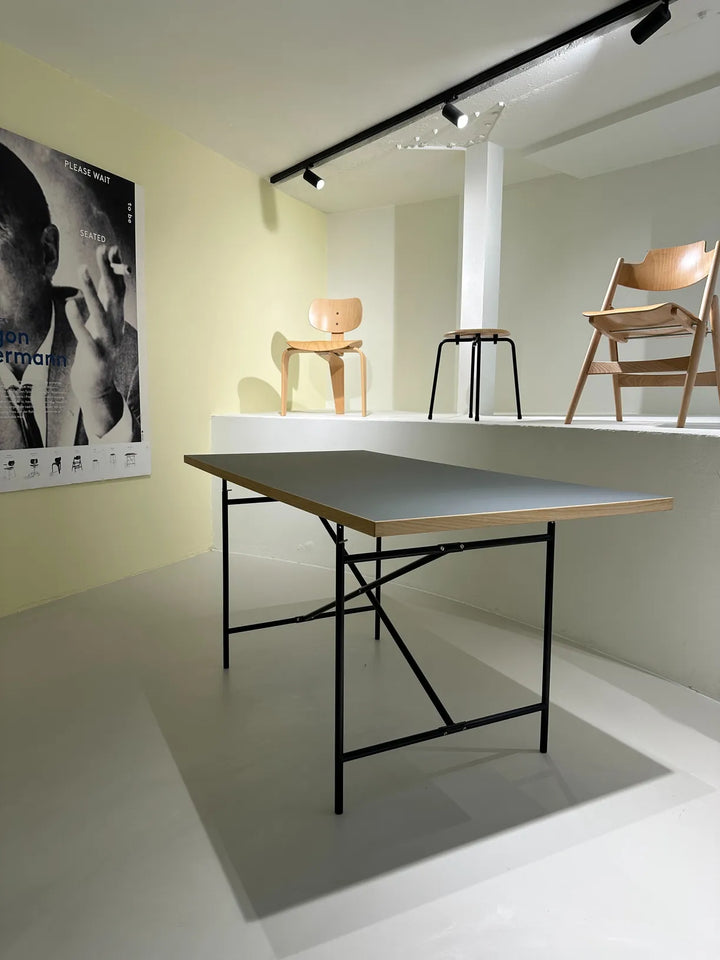 Egon Eiermann Tisch, 160x80 cm, Dunkelgrau / Schwarz
