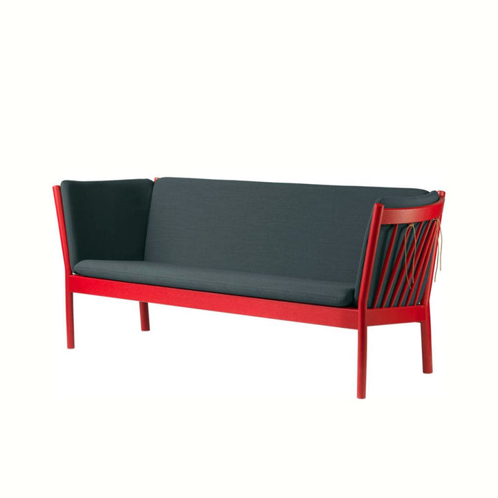 FDB Møbler J149 Sofa 3-Sitzer, Rubinrot/Dunkelgrün