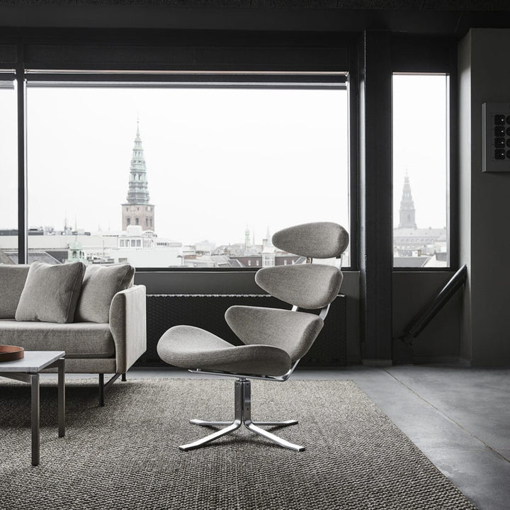 Fredericia Corona Chair Lænestol - Grå / Børstet krom