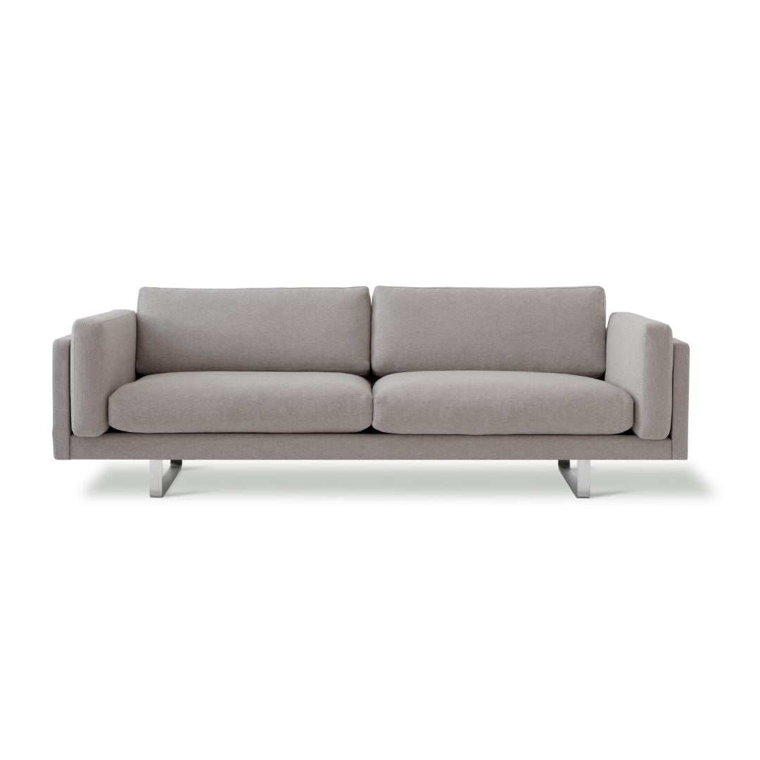 Fredericia EJ280 3-Sitzer-Sofa – Lars 88 Davis Fabrics / gebürstetes Chrom, Mittelgestell