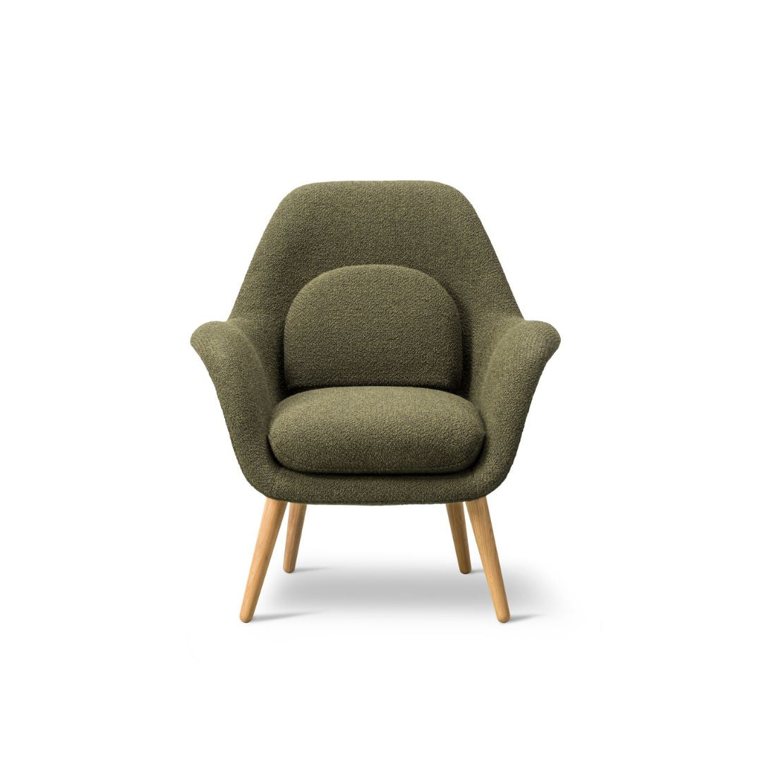 Fredericia Swoon Lounge Petit – Grün Bouclé (Carlotto 900) / Eiche