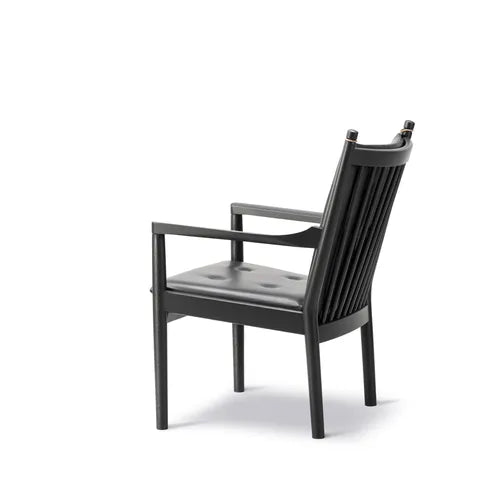 Fredericia Loungesessel 1788 von Hans J. Wegner – Schwarzes Leder / Buche Schwarz Lack