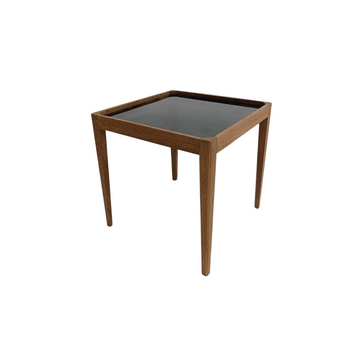 Sidebord 40x40, Geräucherte Eiche / Dunkles Glas