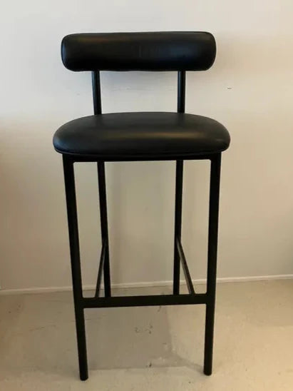 Møbel Copenhagen FONT Barhocker 75cm - Schwarzes Leder/Schwarzes Gestell