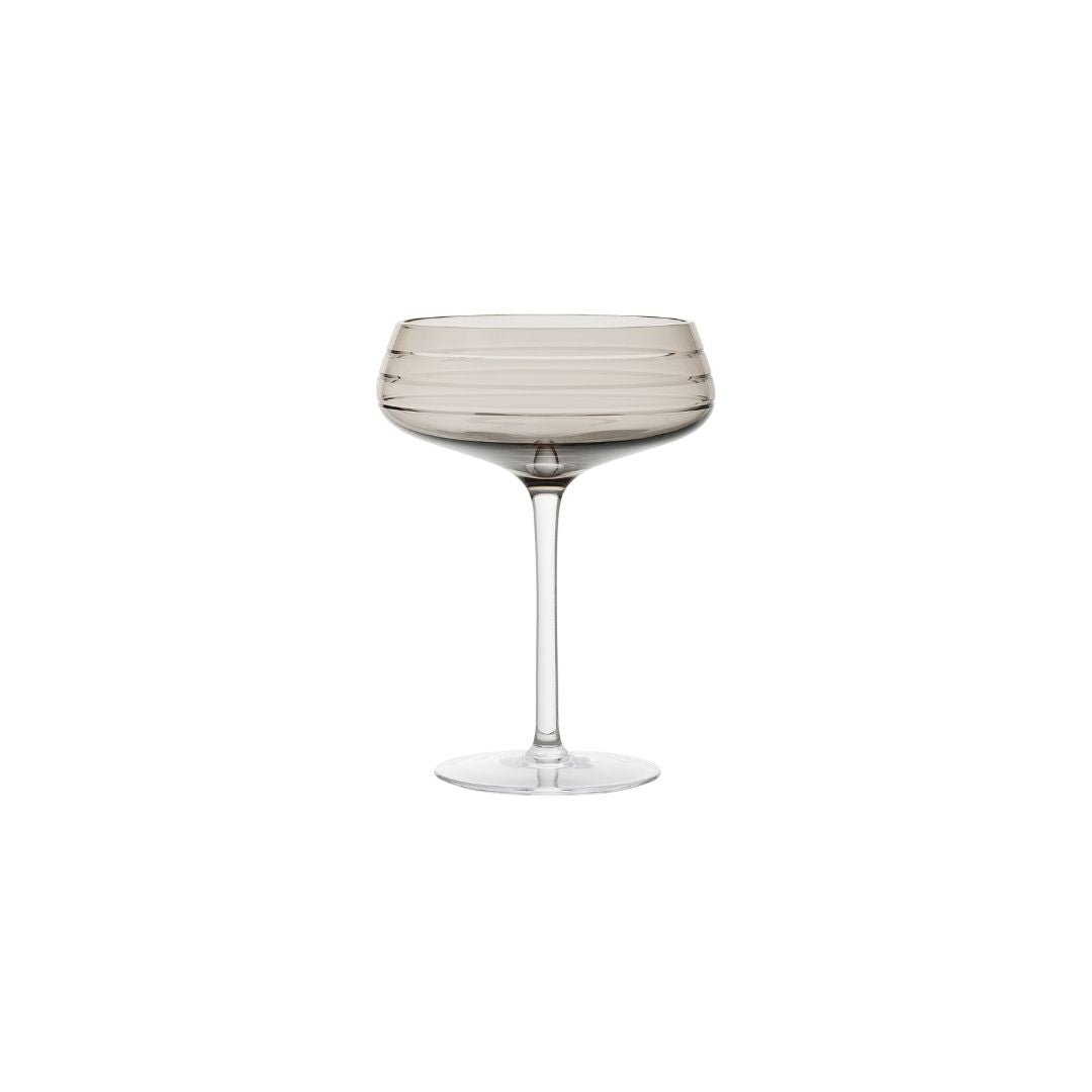 LOUISE ROE Champagnerglas Triple Cut, Rauchglas