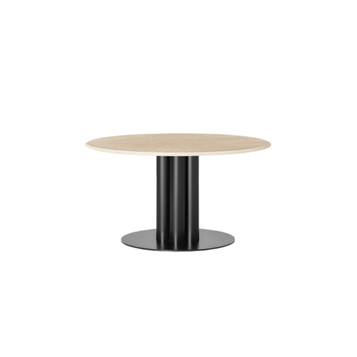 LOUISE ROE Roundabout Couchtisch Ø90 gerade Kante, Beige Marmor/Schwarz