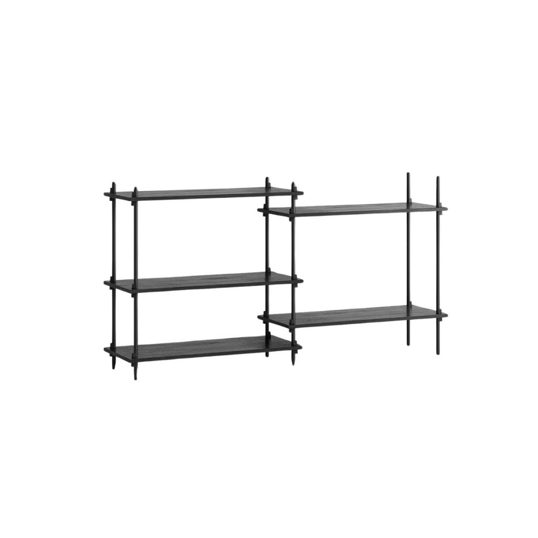 MOEBE Regalsystem H85 x B162 – Schwarz lackierte Eiche