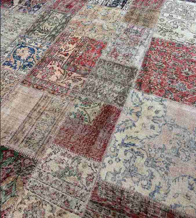 Massimo Vintage Patchwork Gulvtæppe Ø300, Natural Strong