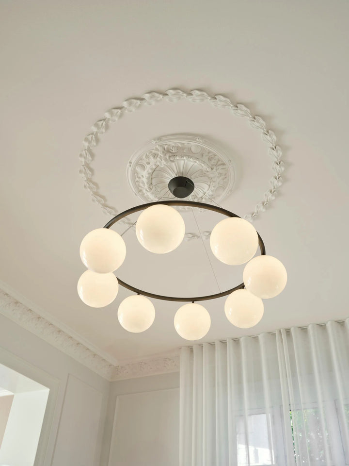 Nuura Miira 8 Circular Kronleuchter, Rock Grey / Opal