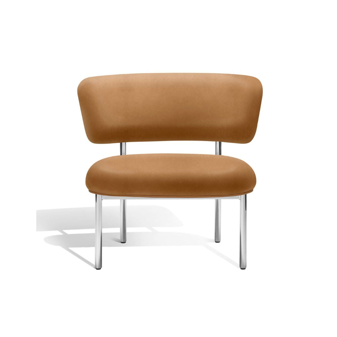 Møbel Copenhagen FONT Sessel - Braun Leder/Polierter Stahlrahmen