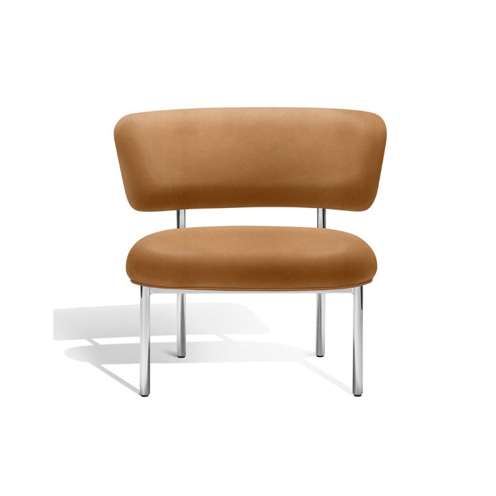 Møbel Copenhagen FONT Sessel - Braun Leder/Polierter Stahlrahmen