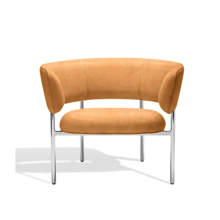 Møbel Copenhagen FONT Sessel m. Armlehne - Braun Leder/Polierter Stahlrahmen