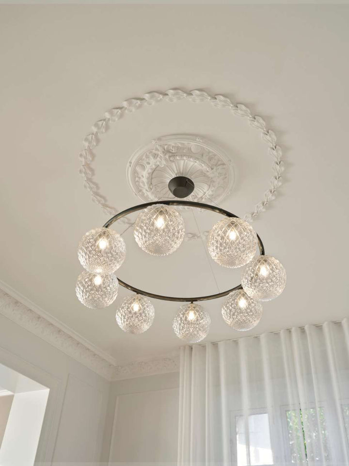 Nuura Miira 8 Circular Kronleuchter, Rock Grey / Optic Clear