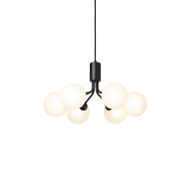 Nuura Apiales 6 Kronleuchter, Satin schwarz / Opal