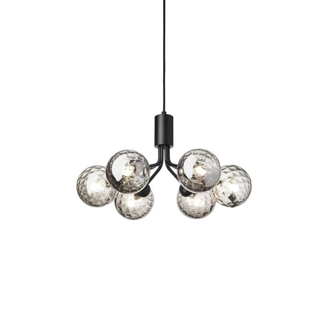 Nuura Apiales 6 Kronleuchter, Satin schwarz / Optic smoked