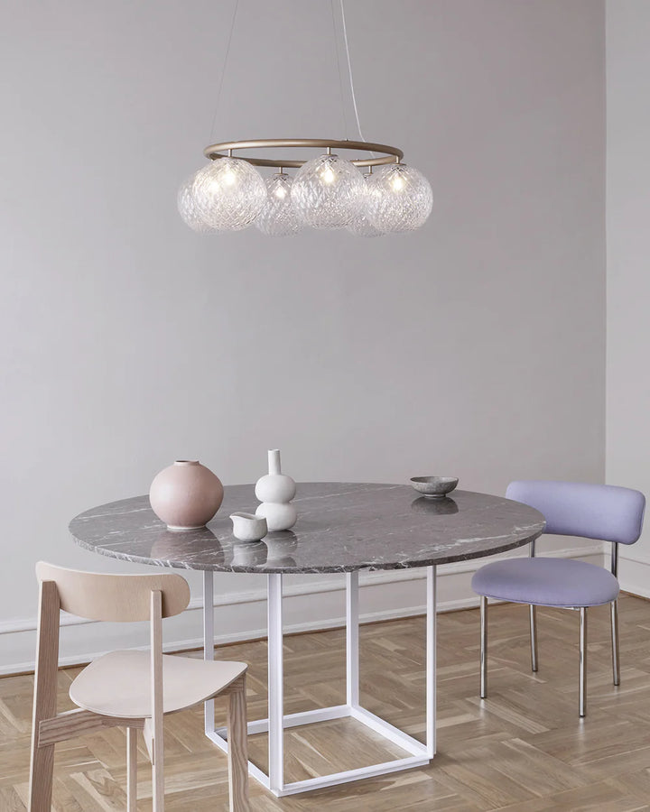 Nuura Miira 6 Circular Kronleuchter, Rock Grey / Optic Clear