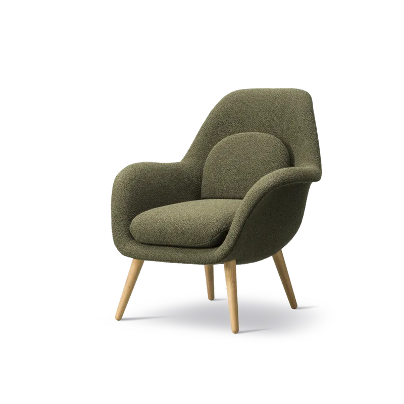 Fredericia Swoon Lounge Petit – Grün Bouclé (Carlotto 900) / Eiche