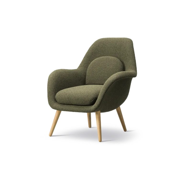 Fredericia Swoon Lounge Petit – Grün Bouclé (Carlotto 900) / Eiche