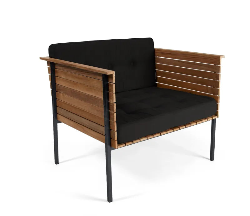Skargaarden Häringe Loungestol Teak, Steel Frame, Sort Hynde
