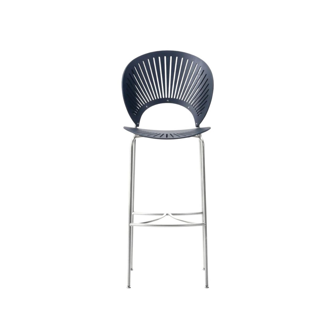 Fredericia Trinidad Barhocker H65 von Nanna Ditzel – Nordic Blue Buche/Chrom