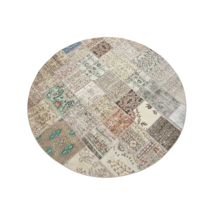 Massimo Vintage Patchwork Gulvtæppe Ø300, Natural Light