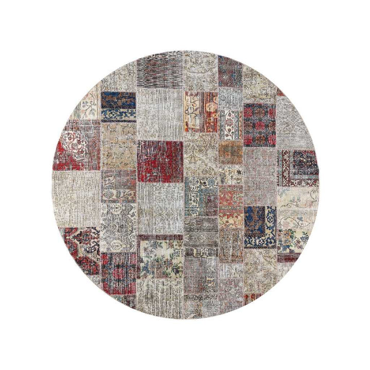 Massimo Vintage Patchwork Gulvtæppe Ø300, Natural Strong
