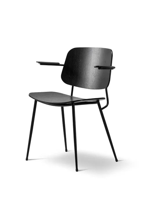 Fredericia Søborg Stuhl mit Armlehnen 3070 von Børge Mogensen – Schwarz lackierte Eiche
