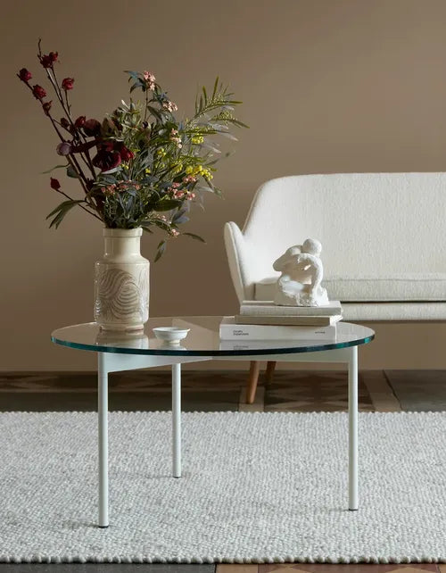 Warm Nordic From Above Sofabord Ø72 - Smoked grey glass / Ocean Blue