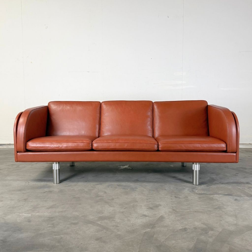Fredericia Furniture JG 3 pers. Sofa - Læder Max 92 Tan / Rustfri Stålben