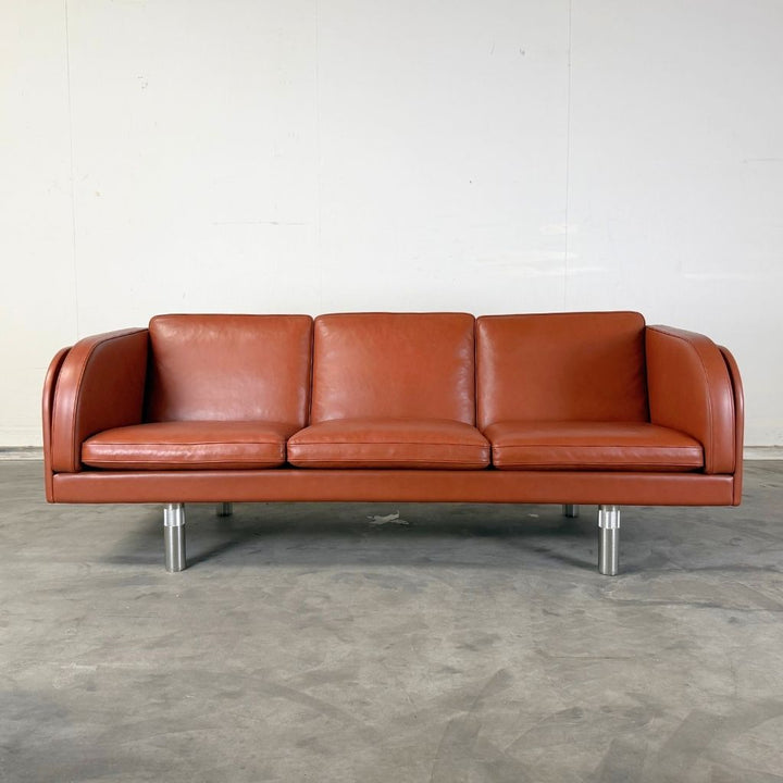 Fredericia Furniture JG 3 pers. Sofa - Læder Max 92 Tan / Rustfri Stålben