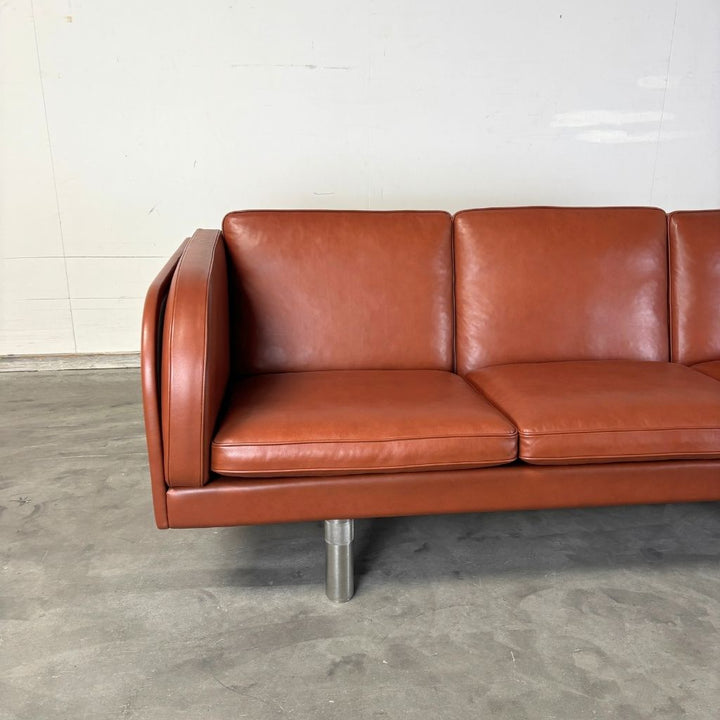 Fredericia Furniture JG 3 pers. Sofa - Læder Max 92 Tan / Rustfri Stålben