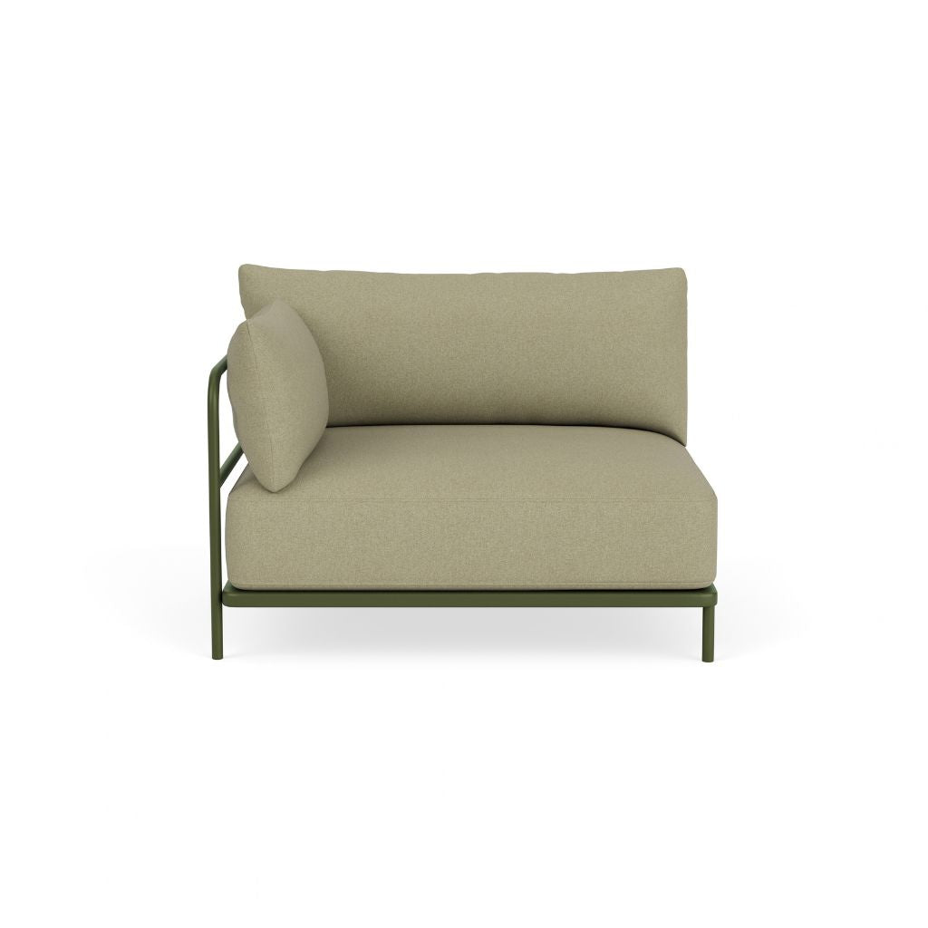 Vincent Outdoor Sofamodul m. Armlæn (Venstre) - Clary Sage Green, Olive Green Steel