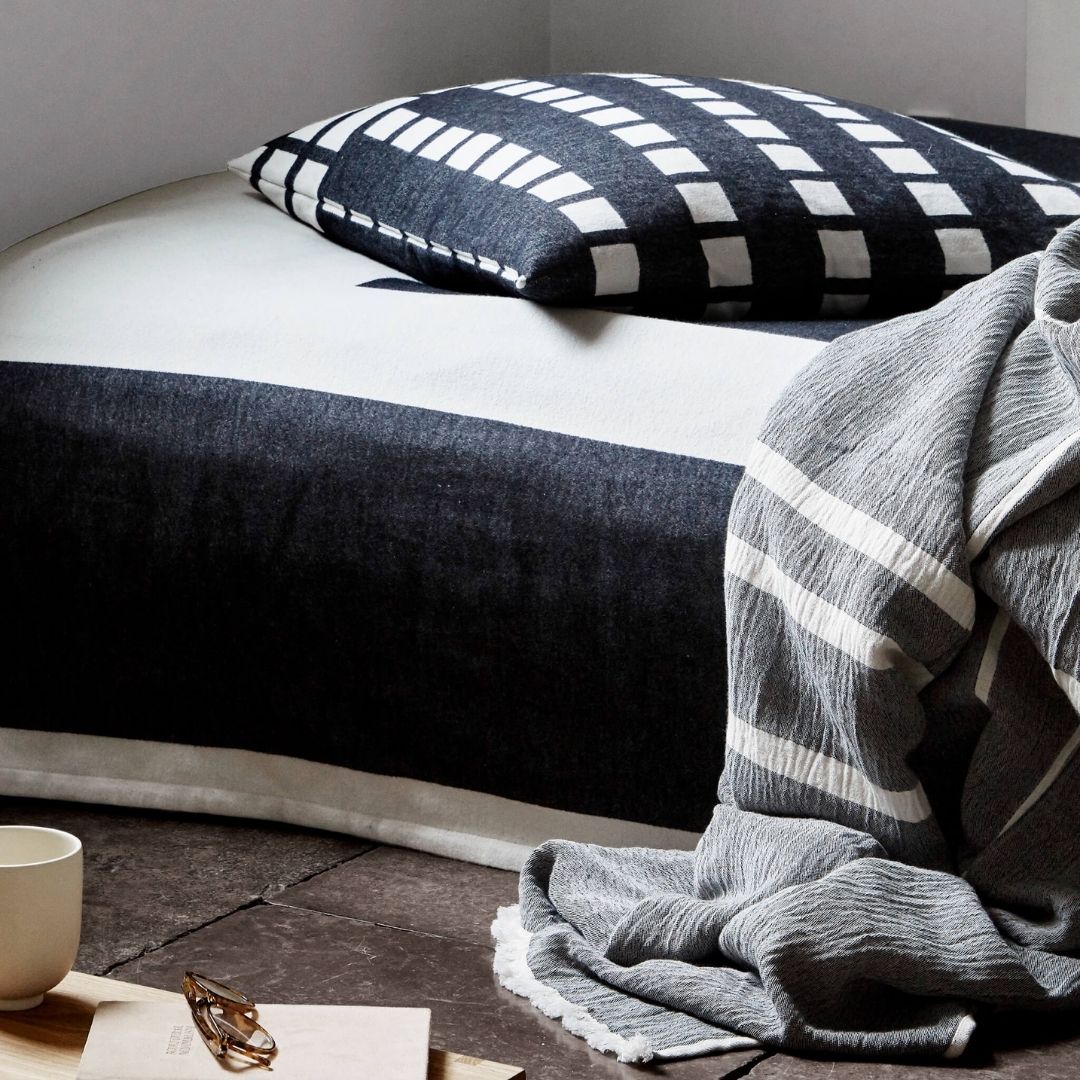 Kristina Dam Studio Architecture Throw, Off White/ Black Melange