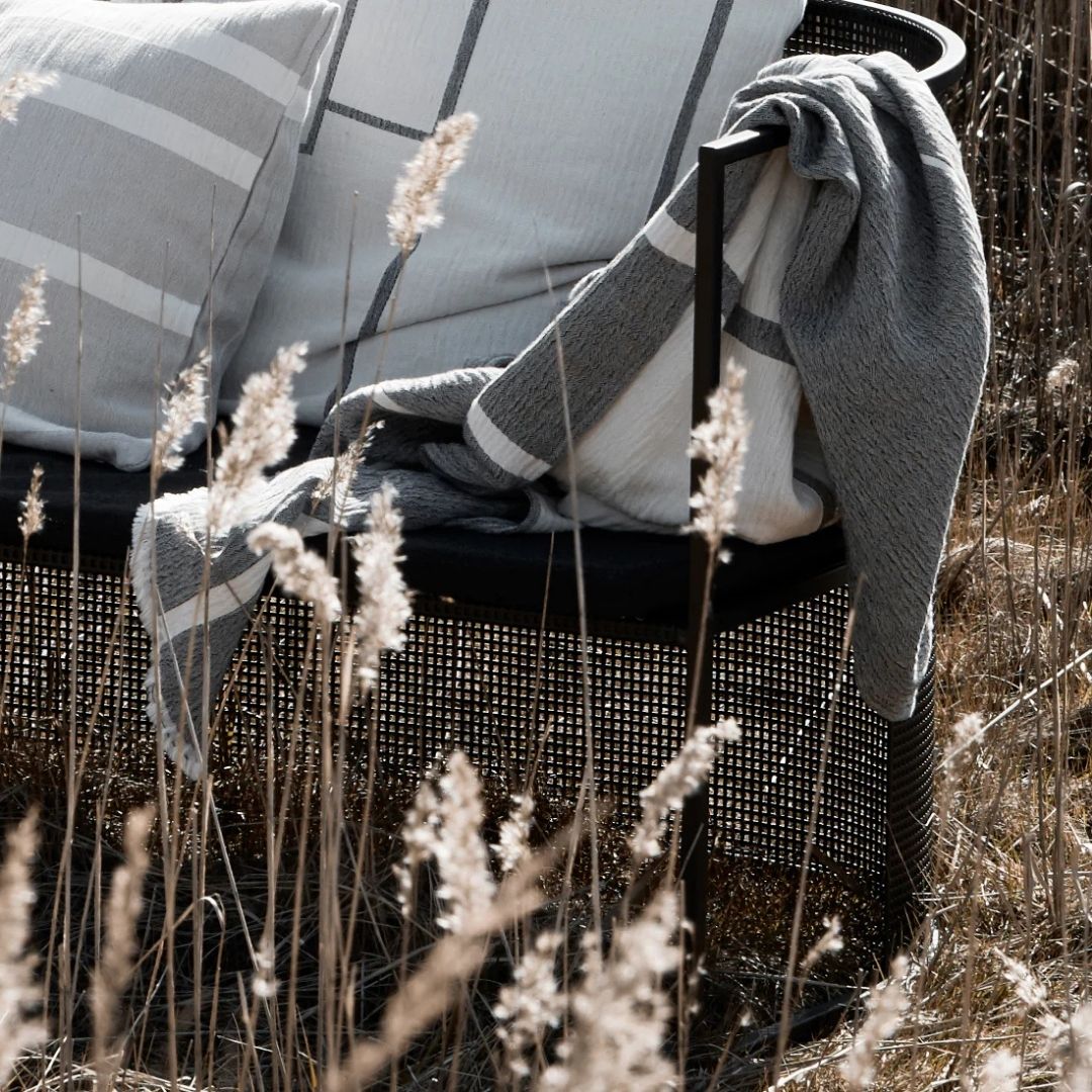 Kristina Dam Studio Architecture Throw, Off White/ Black Melange